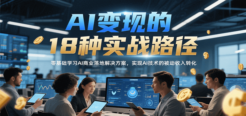 AI变现的18种实战路径，零基础学习AI商业落地解决方案，实现AI技术的被动收入转化-洛柒笔记