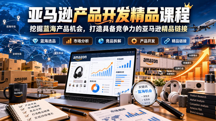 亚马逊产品开发精品课程，挖掘蓝海产品机会，打造具备竞争力的亚马逊精品链接-洛柒笔记