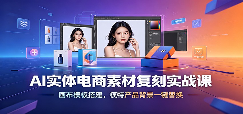 AI实体电商素材复刻实战课：画布模板搭建，模特产品背景一键替换-洛柒笔记