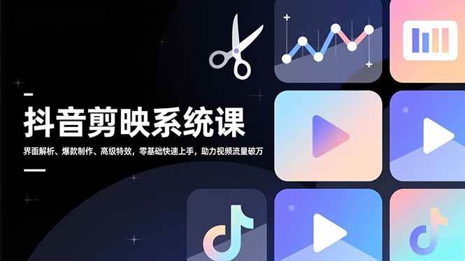 （16910期）抖音剪映系统课，界面解析、爆款制作、高级特效，零基础快速上手，助力视频流量破万-洛柒笔记