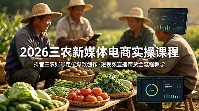 (18991期)2026三农新媒体电商实操课程:抖音三农账号定位爆款创作,短视频直播带货全流程教学 (18991期)2026三农新媒体电商实操课程:抖音三农账号定位爆款创作,短视频直播带货全流程教学