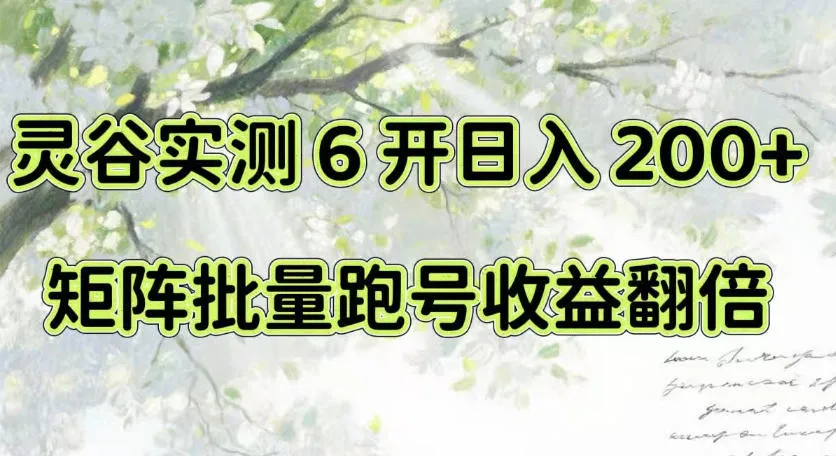 一台电脑就能做！灵谷实测6开日入200+，矩阵批量跑号收益翻倍-洛柒笔记