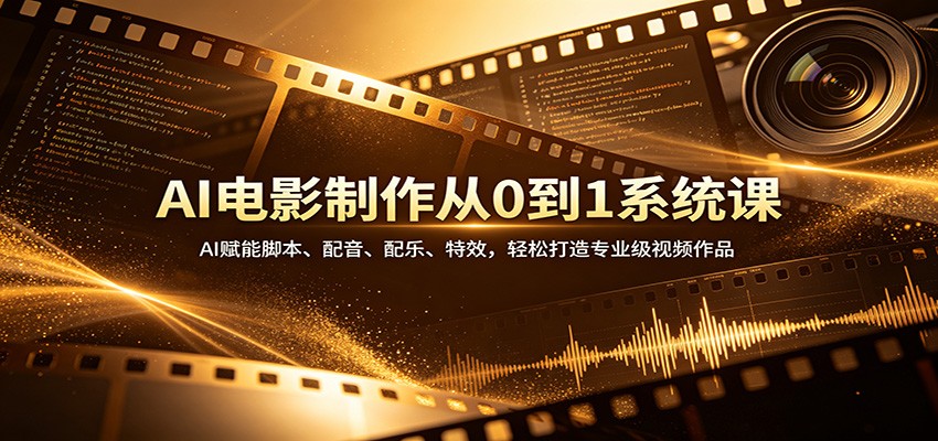AI电影制作从0到1系统课：AI赋能脚本、配音、配乐、特效，轻松打造专业级视频作品-洛柒笔记