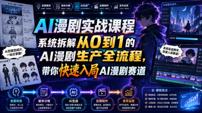 AI漫剧实战课程，系统拆解从0到1的AI漫剧生产全流程，带你快速入局AI漫剧赛道（更新）-洛柒笔记
