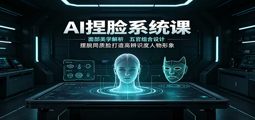 AI捏脸系统课：面部美学解析，五官组合设计，摆脱同质脸打造高辨识度人物形象-洛柒笔记