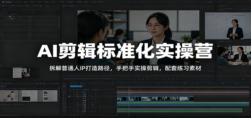 AI剪辑标准化实操营：拆解普通人IP打造路径，手把手实操剪辑，配套练习素材-洛柒笔记