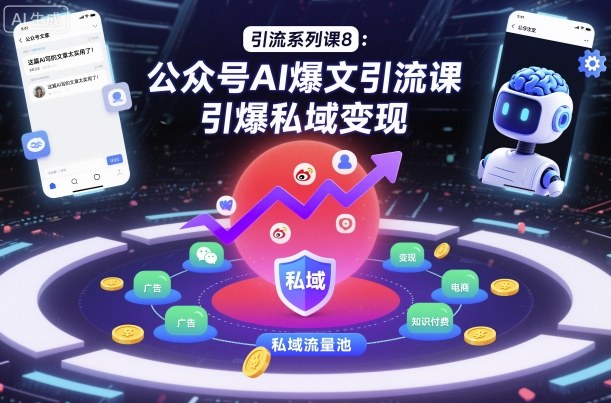 引流系列课8：公众号AI爆文引流课，引爆私域变现-洛柒笔记