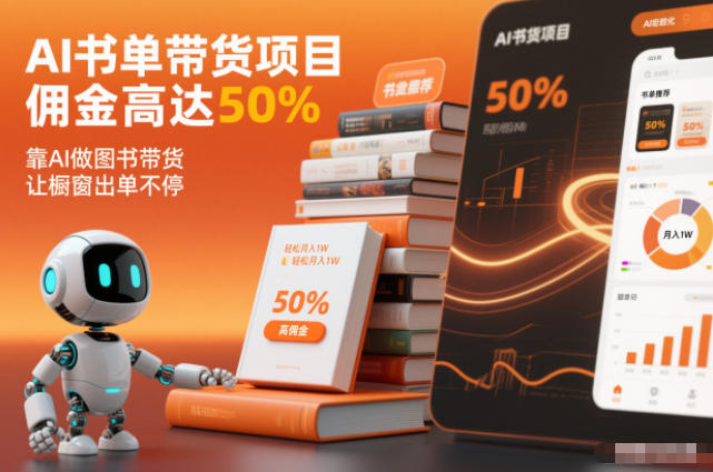 AI书单带货项目，佣金高达50%，靠AI做图书带货，让橱窗出单不停，轻松月入1W-洛柒笔记