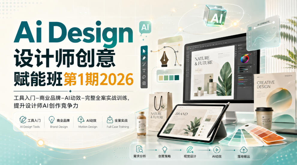 Ai Design设计师创意赋能班第1期2026｜工具入门‑商业品牌‑AI动效‑完整全案实战训练，提升设计师AI创作竞争力-洛柒笔记
