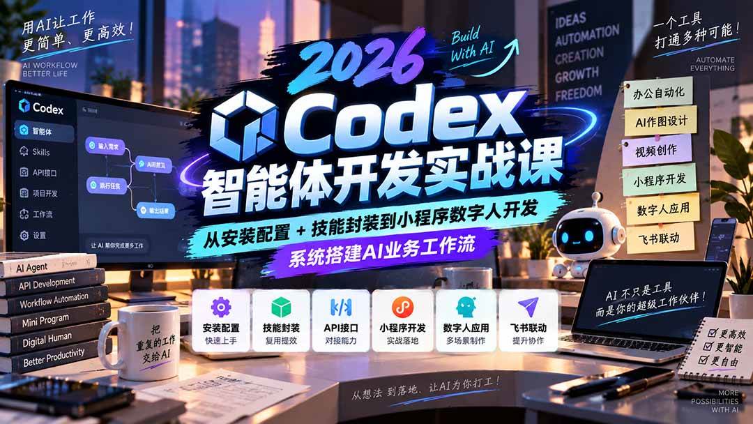 （20574期）2026Codex智能体开发实战课：从安装配置+技能封装到小程序数字人开发，系统搭建AI业务工作流-洛柒笔记
