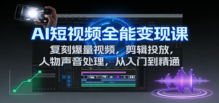 AI短视频全能变现课：复刻爆量视频，剪辑投放，人物声音处理，从入门到精通-洛柒笔记