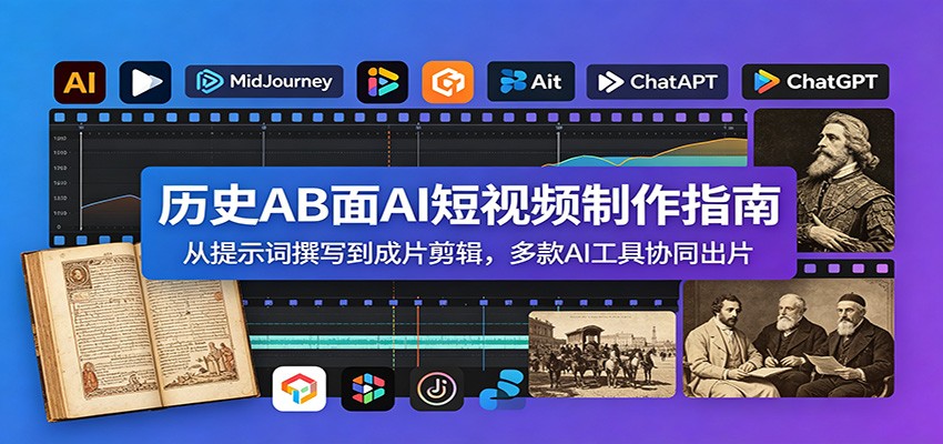 历史AB面AI短视频制作指南：从提示词撰写到成片剪辑，多款AI工具协同出片-洛柒笔记