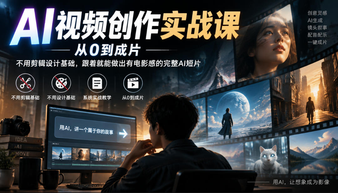 AI视频创作实战课，从0到成片，不用剪辑设计基础，跟着就能做出有电影感的完整AI短片-洛柒笔记