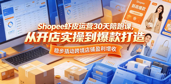 Shopee虾皮运营30天陪跑课，从开店实操到爆款打造，稳步撬动跨境店铺盈利增收-洛柒笔记