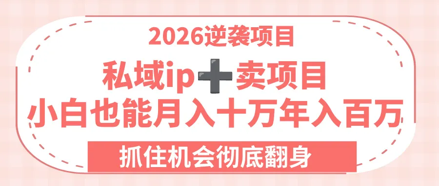 2026逆袭项目-私域ip+卖项目，小白也能月入十万年入百万，抓住机会彻底翻身！-洛柒笔记