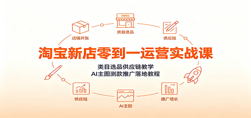 淘宝新店零到一运营实战课：类目选品供应链教学，AI主图测款推广落地教程-洛柒笔记
