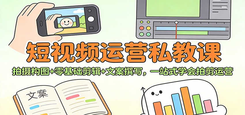 短视频运营私教课：拍摄构图+零基础剪辑 +文案撰写，一站式学会拍剪运营-洛柒笔记