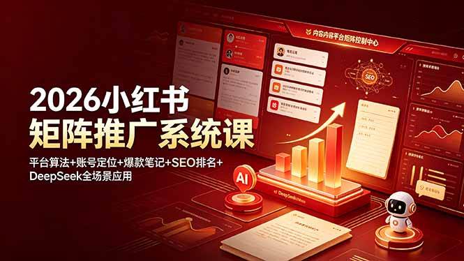 （19129期）2026小红书矩阵推广系统课：平台算法+账号定位+爆款笔记+SEO排名+DeepSeek全场景应用-洛柒笔记