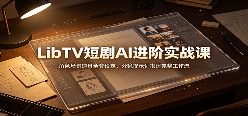 LibTV短剧AI进阶实战课：角色场景道具全套设定，分镜提示词搭建完整工作流-洛柒笔记