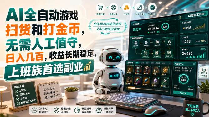 （20090期）AI全自动游戏皮肤扫货和打金币，日入几百，内部方法大揭秘，0门槛！-洛柒笔记