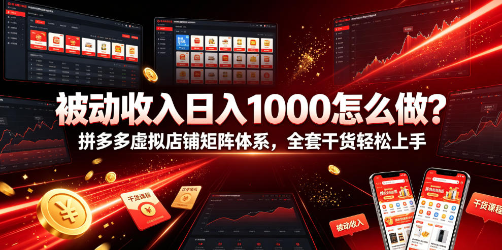 被动收入日入1000怎么做？拼多多虚拟店铺矩阵体系，全套干货轻松上手【揭秘】-洛柒笔记