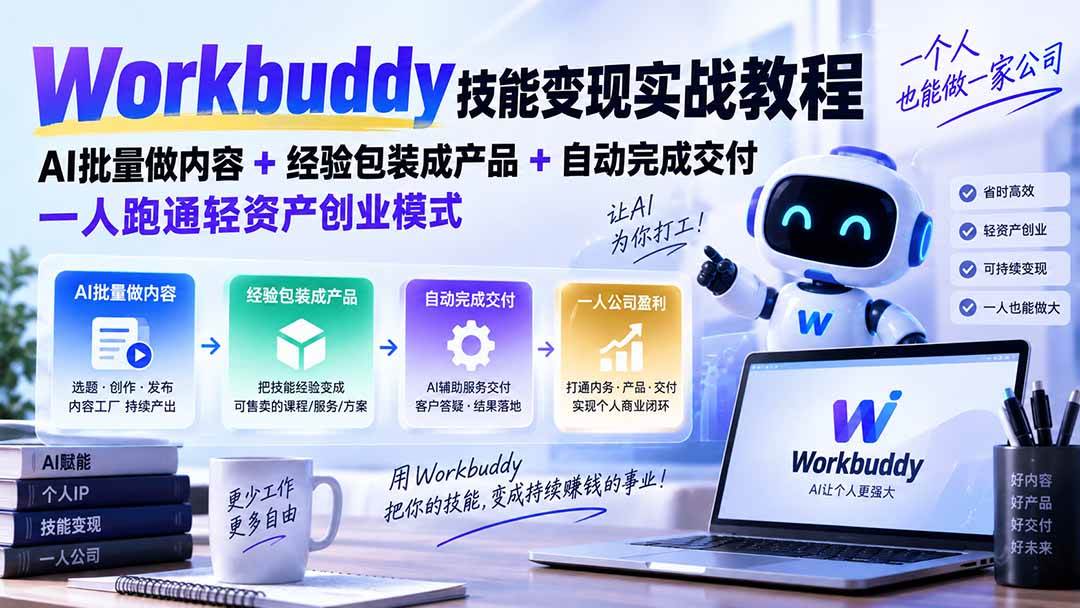 （20492期）Workbuddy技能变现实战教程：AI批量做内容+经验包装成产品+自动完成交付，一人跑通轻资产创业模式-洛柒笔记