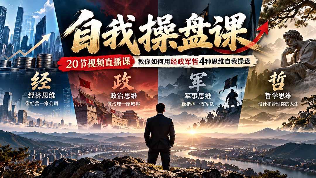 （20626期）【无水印】自我操盘课，20节视频直播课教你如何用经政军哲4种思维自我操盘（更新0924）-洛柒笔记