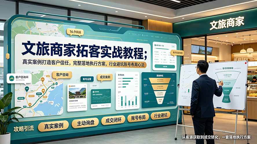 （19273期）文旅商家拓客实战教程；真实案例打造客户信任，完整落地执行方案，行业避坑账号布局心法-洛柒笔记