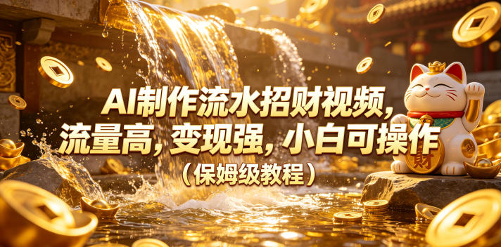 AI制作流水招财视频，流量高，变现强，小白可操作（保姆级教程）-洛柒笔记