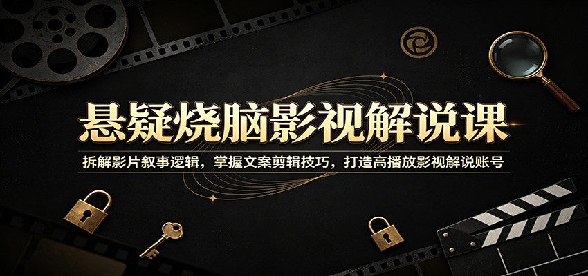 悬疑烧脑影视解说课：拆解影片叙事逻辑，掌握文案剪辑技巧，打造高播放影视解说账号-洛柒笔记