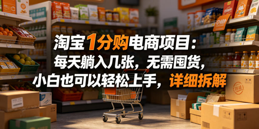 淘宝1分购电商项目：每天躺入几张，无需囤货，小白也可以轻松上手，详细拆解-洛柒笔记
