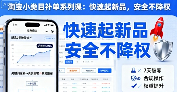 淘宝小类目补单系列课，快速起新品，安全不降权-洛柒笔记
