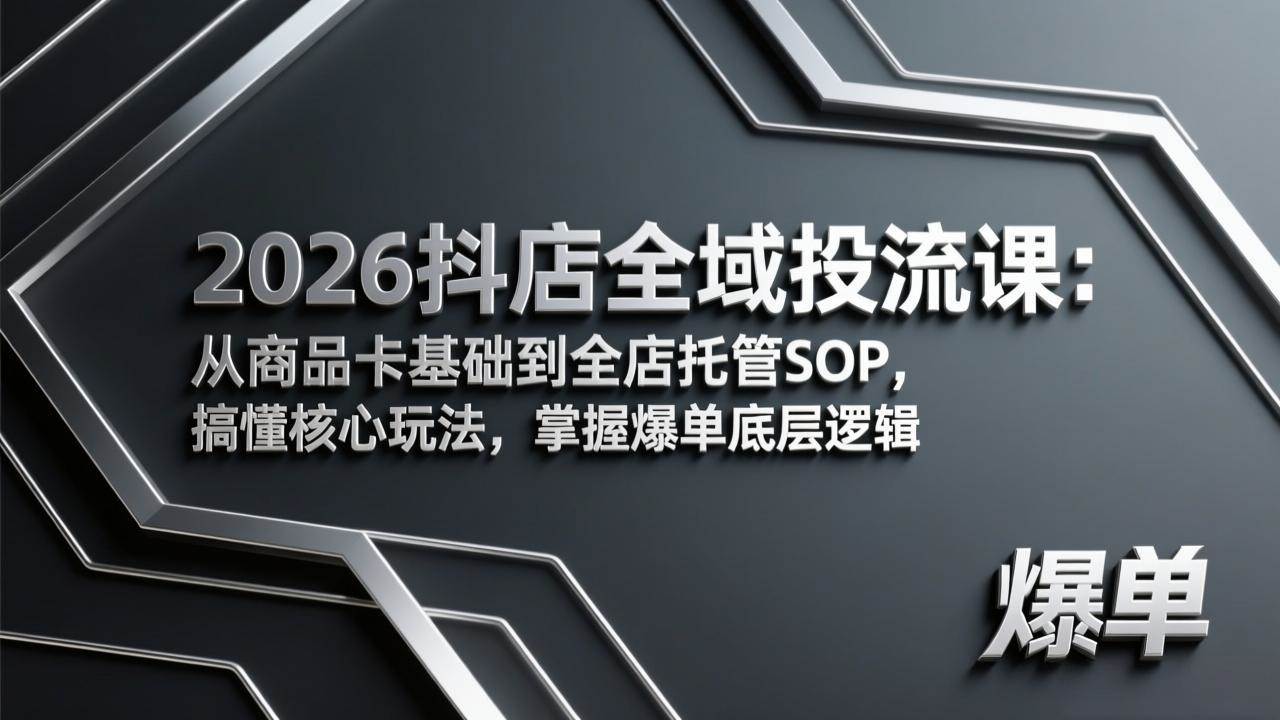 （17569期）2026抖店全域投流课：从商品卡基础到全店托管SOP，搞懂核心玩法，掌握爆单底层逻辑-洛柒笔记