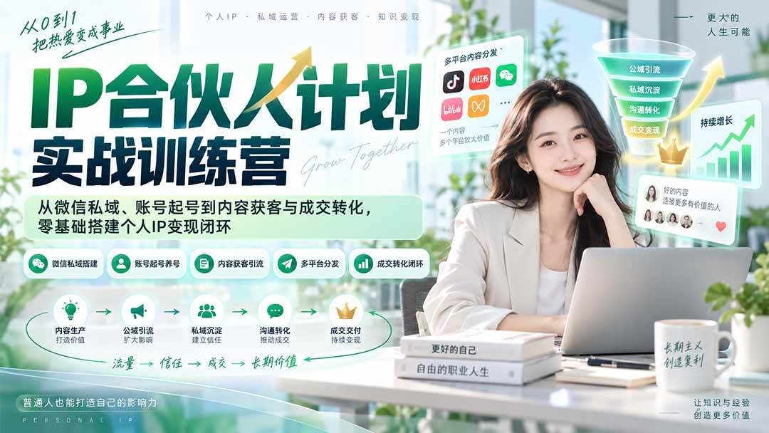 （20321期）IP合伙人计划实战训练营-更新：从微信私域、账号起号到内容获客与成交转化，零基础搭建个人IP变现闭环-洛柒笔记