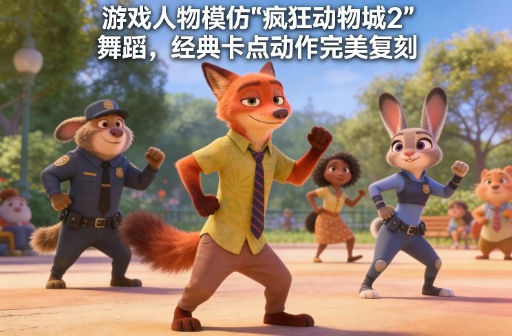 游戏人物模仿“疯狂动物城2”舞蹈，经典卡点动作完美复刻-洛柒笔记