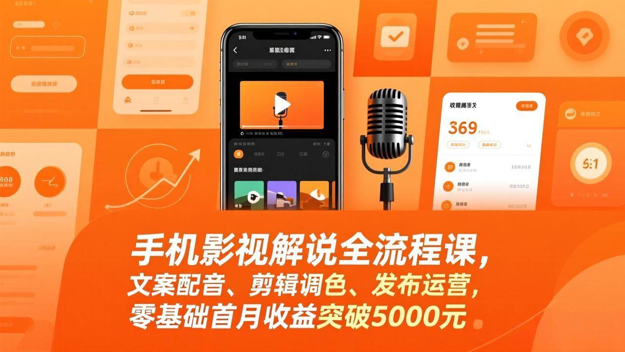 （17391期）手机影视解说全流程课，文案配音、剪辑调色、发布运营，零基础首月收益突破5000元-洛柒笔记