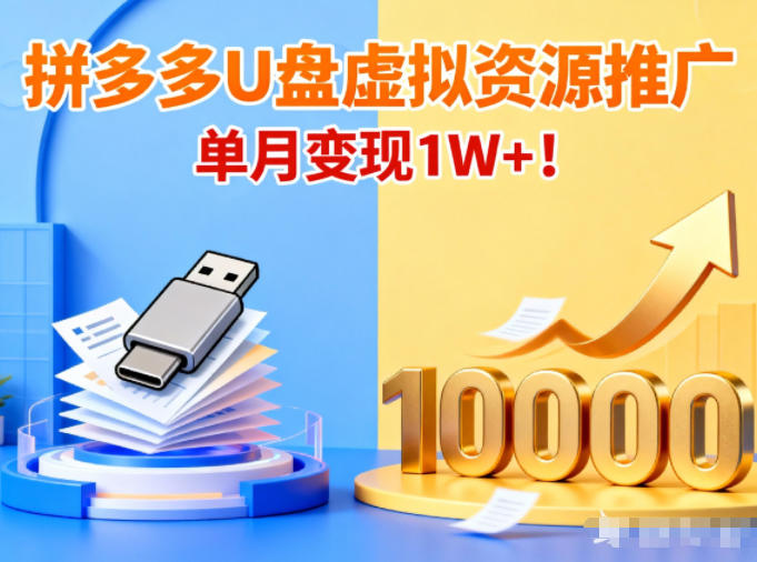 拼多多卖U盘虚拟资源，搭配商品推广，单月变现1W+！-洛柒笔记