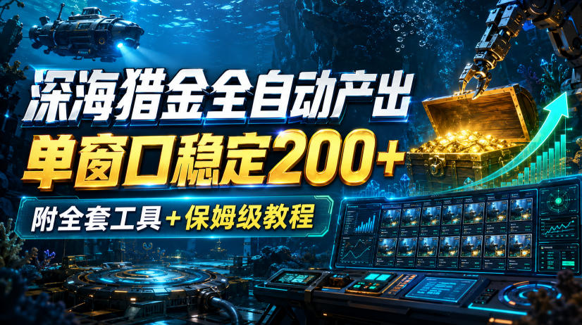 深海猎金全自动产出，单窗口稳定200+，附全套工具+保姆级教程【揭秘】-洛柒笔记