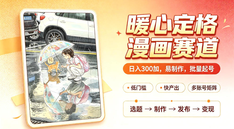 暖心定格漫画赛道，日入300、易制作，批量起号，详细拆解，全程无废话-洛柒笔记