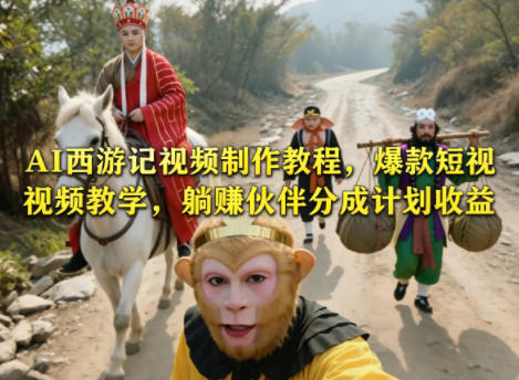 AI西游记视频制作教程，爆款短视频教学，躺賺伙伴分成计划收益-洛柒笔记