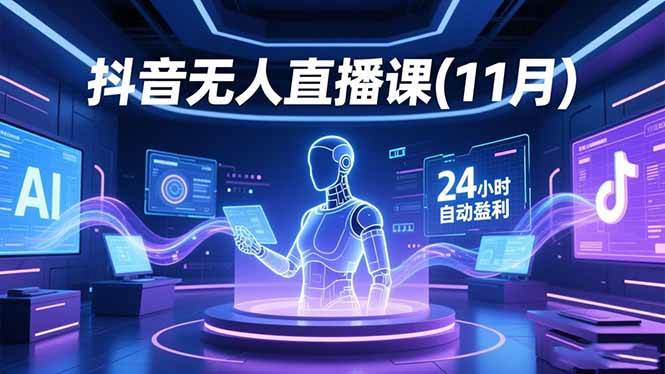 （16558期）抖音无人直播课(11月)，AI实景、数字人、绿幕、多种玩法、24小时自动盈利-洛柒笔记