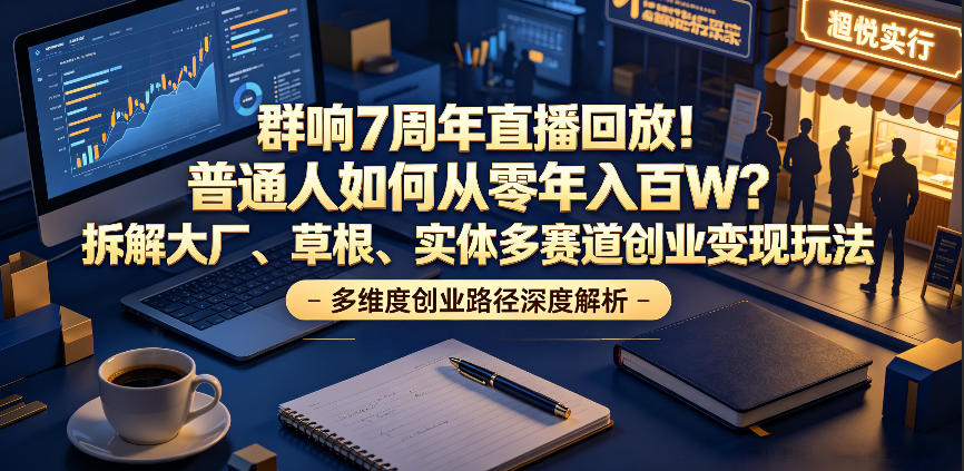 群响7周年直播回放！普通人如何从零年入百W？拆解大厂、草根、实体多赛道创业变现玩法（更新）-洛柒笔记
