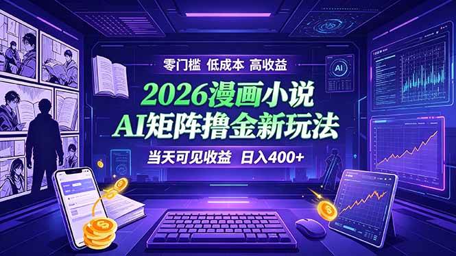 （19219期）爆款小说漫画大阅读 ai矩阵操作 当天可见收益 日入400+ 零门槛 高收益-洛柒笔记