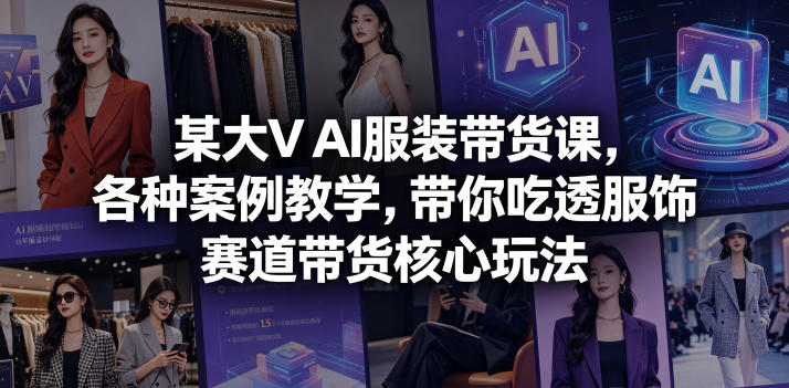 某大V AI服装带货课，各种案例教学，带你吃透服饰赛道带货核心玩法-洛柒笔记