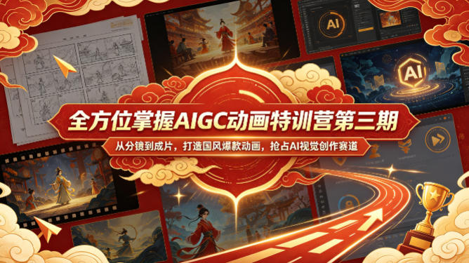 全方位掌握AIGC动画特训营第三期，从分镜到成片，打造国风爆款动画，抢占AI视觉创作赛道红利-洛柒笔记