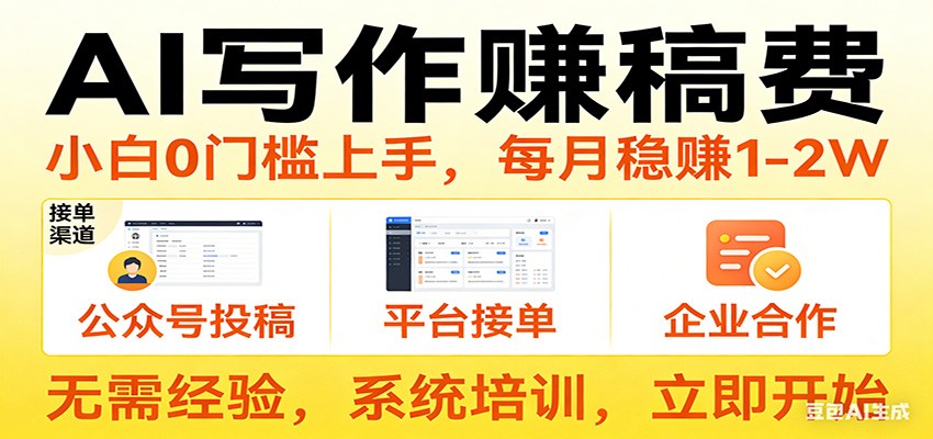 用AI写作赚稿费，提供接单渠道，每月稳赚1-2W，小白0门槛上手！-洛柒笔记