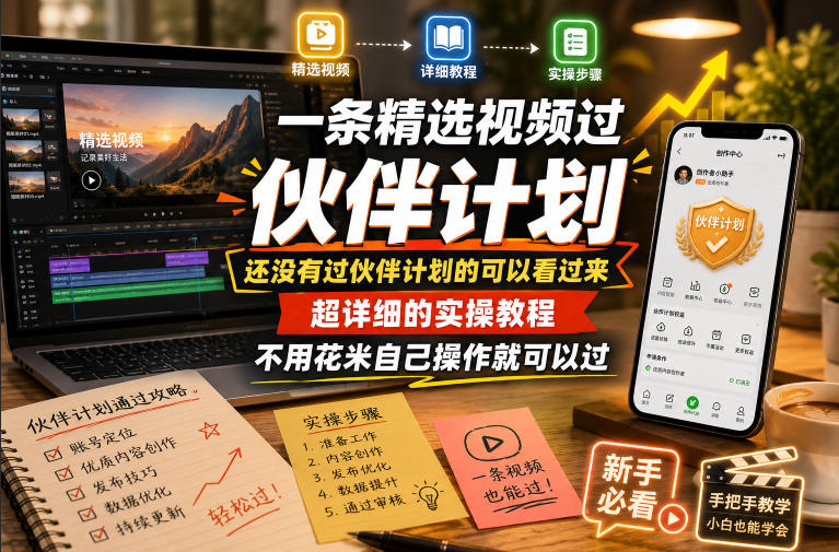 一条精选视频过伙伴计划，还没有过伙伴计划的可以看过来，超详细的实操教程，不用花米自己操作就可以过-洛柒笔记