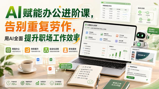 AI赋能办公进阶课，告别重复劳作，用AI全面提升职场工作效率-洛柒笔记