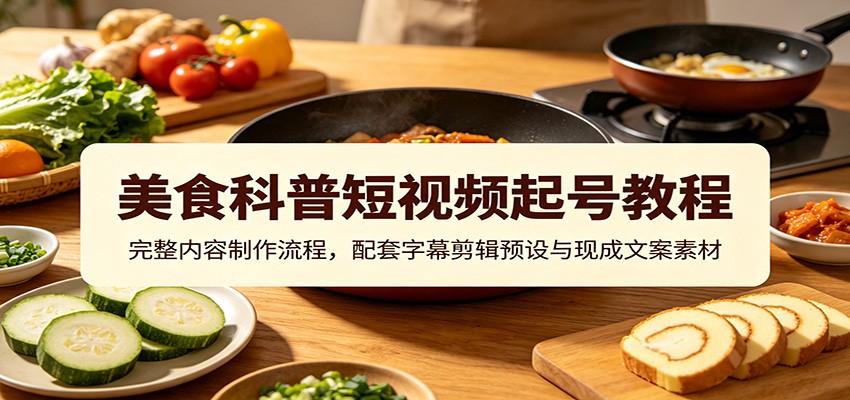 美食科普短视频起号教程：完整内容制作流程，配套字幕剪辑预设与现成文案素材-洛柒笔记