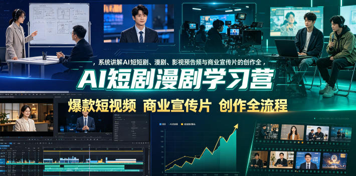 AI短剧漫剧学习营，系统讲解AI短剧、漫剧、影视预告片、爆款短视频与商业宣传片的创作全流程-洛柒笔记